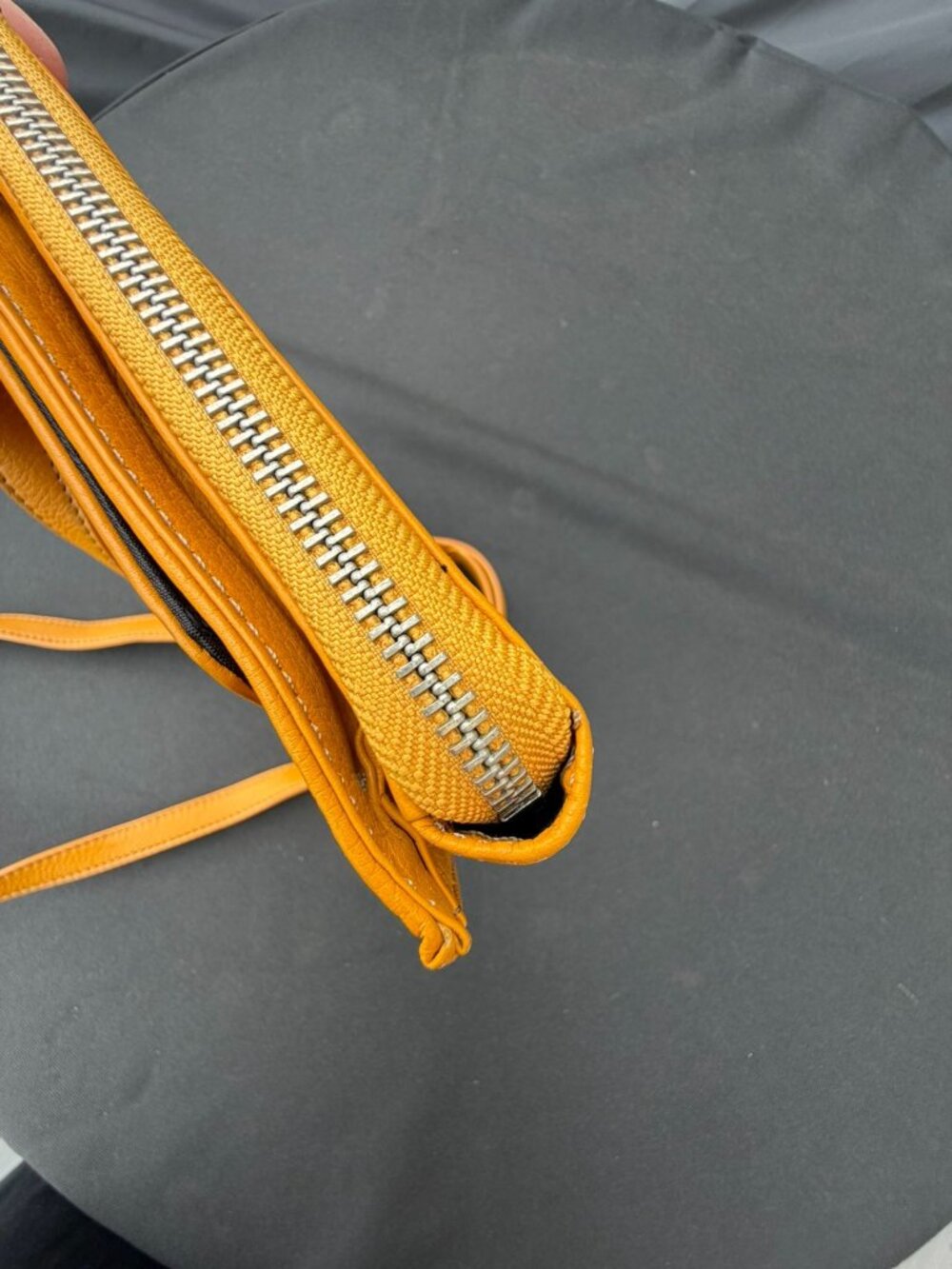 Tignanello Yellow Leather Crossbody Bag Adjustable Strap Organizer Purse - Picture 14 of 16